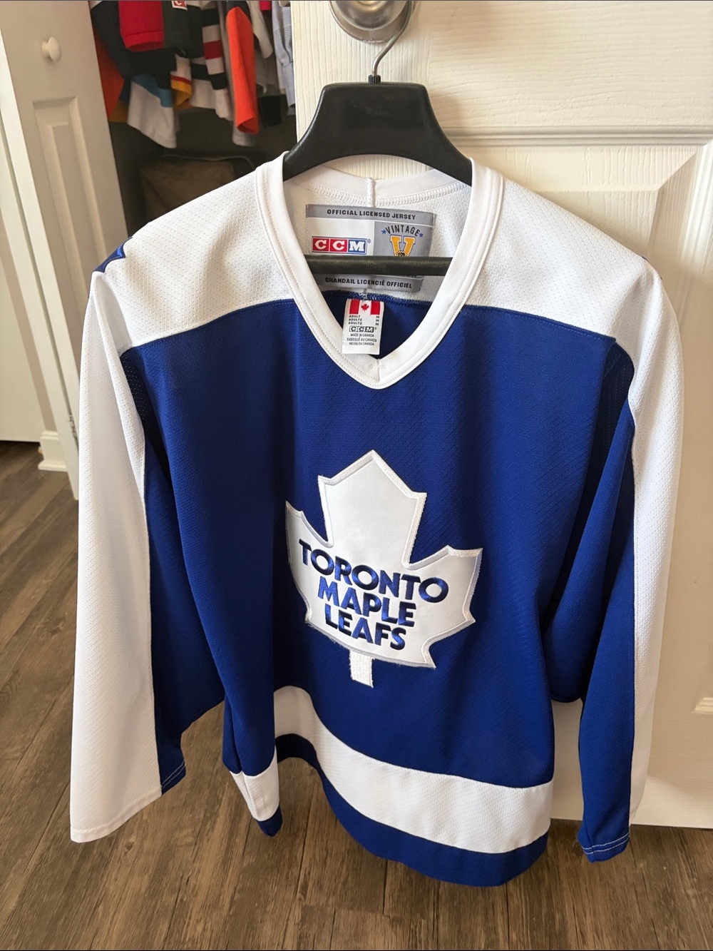 CCM Toronto Maple Leafs Royal Blue and White Hockey Jersey